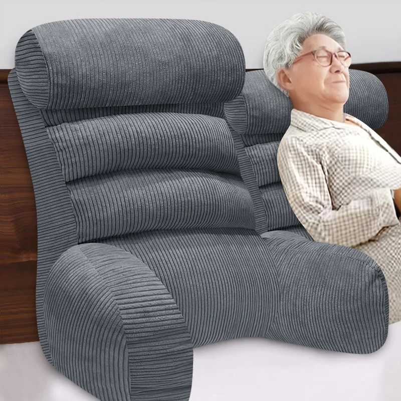 ‌Bed Rest Pillow with Arms, Lounge Sofa Backrest Cushion, Removable Cover Orthopedic Support, Breathable Multi-Position Cushion
