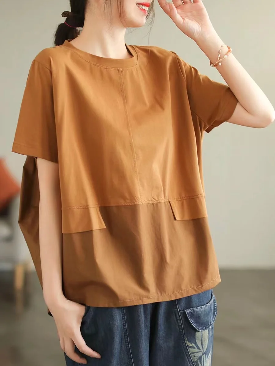 بلوزة صيفية للتخسيس قابلة للتنحيف للأمهات في منتصف العمر بالإضافة إلى حجم فضفاض ort Sve تي شيرت متعدد الاستخدامات من القطن... #1