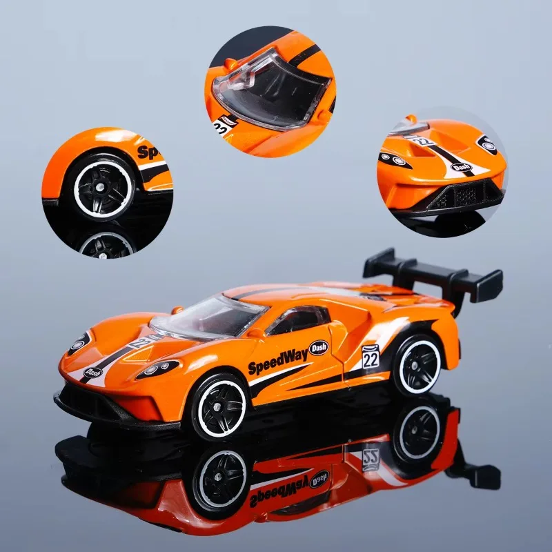1:64 Orange Alloy Supercar Model, Alloy Body, Exquisite Interior Details, Suitable for Display Collection, Car Fans Play, Deskto