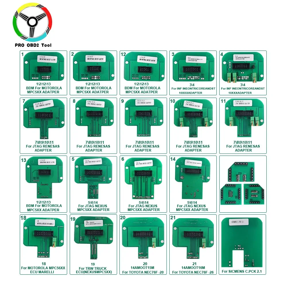 22pcs BDM Adapters Full Set BDM Frame  KTAG KESS FGTECH BDM100 Probe Adapters  ECU RAMP Chip Tuning Tool 22pcs adapter