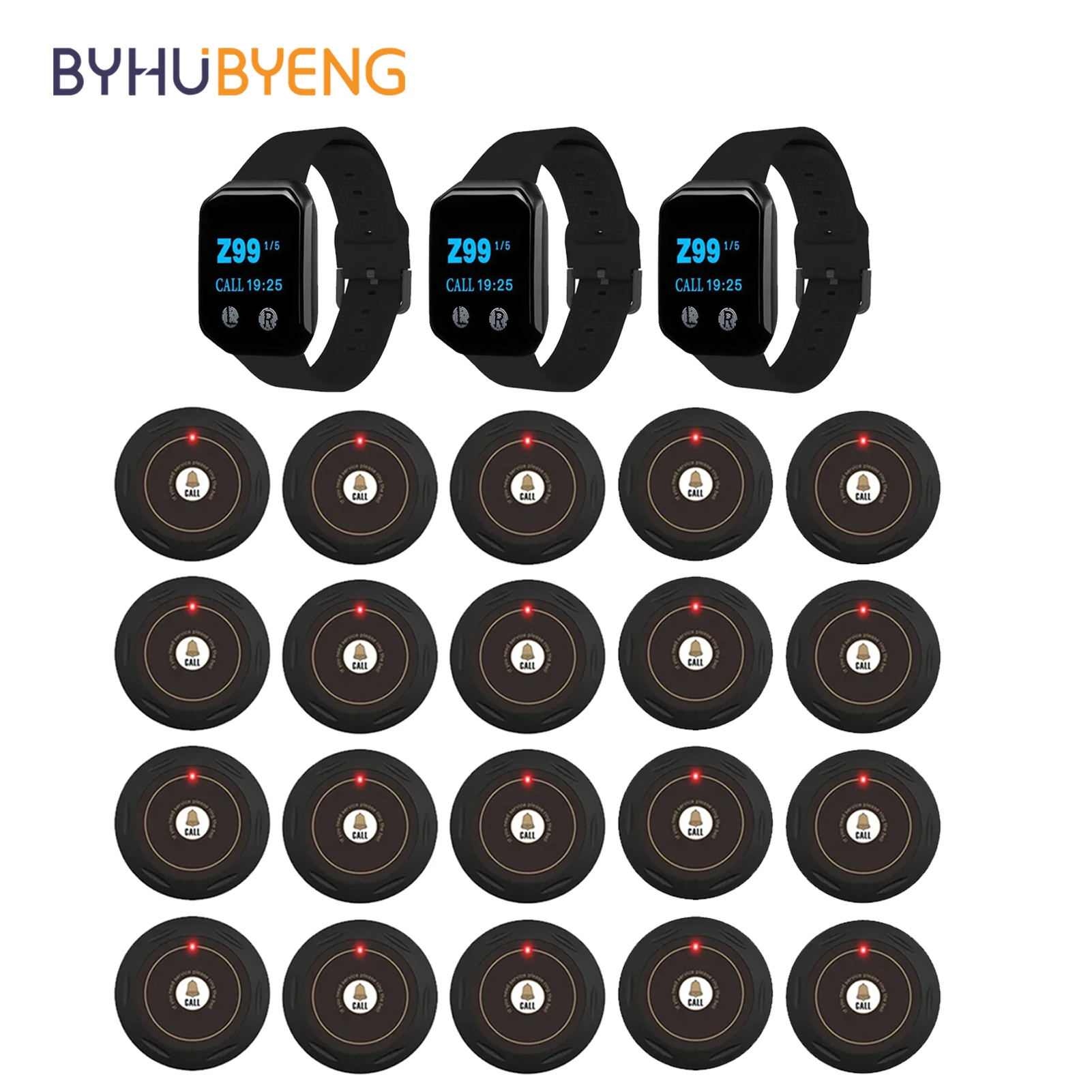 Wireless Waiter Calling System Waterproof Restaurant Watch Receiver + Call Button Pager Buzzer For Cafe Bar Clinic Plant image 3