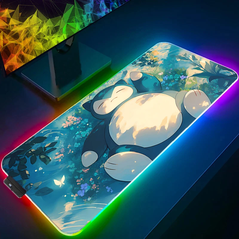 Коврик для мыши RGB P-Pokemons Squirtle игровой коврик для мыши светодиодный коврик для ПК настольный коврик светящийся коврик для мыши коврики для клавиатуры настольный коврик с