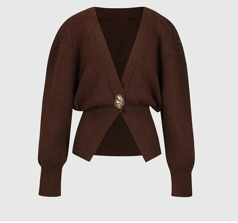 

Sexy V-Ne Knitted Cardigan SweaterOpen-irtPolyester Fiber Commute Wind Summer New