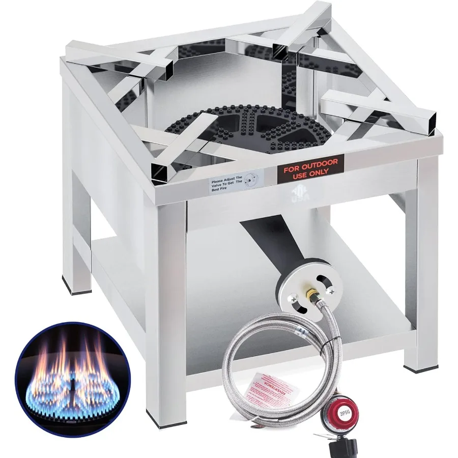 

Пропановая плита с одной конфоркой из нержавеющей стали 200 000 БТЕ, очень большая сверхмощная уличная пропановая горелка высокого давления B