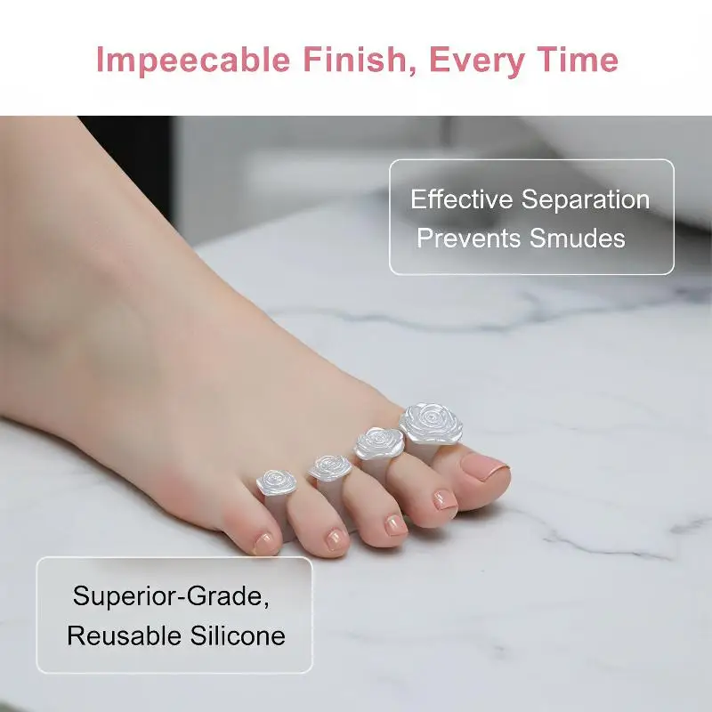 4Pcs Reusable Soft Silicone Toe Separators Flower Star Design for Professional Nail Salon Pedicure Manicure Use