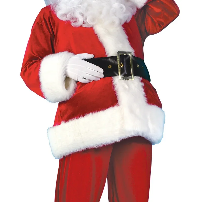 Traje de Papá Noel para adultos, traje cálido de felpa, traje de Cosplay de Navidad, traje de fiesta con barba, 5