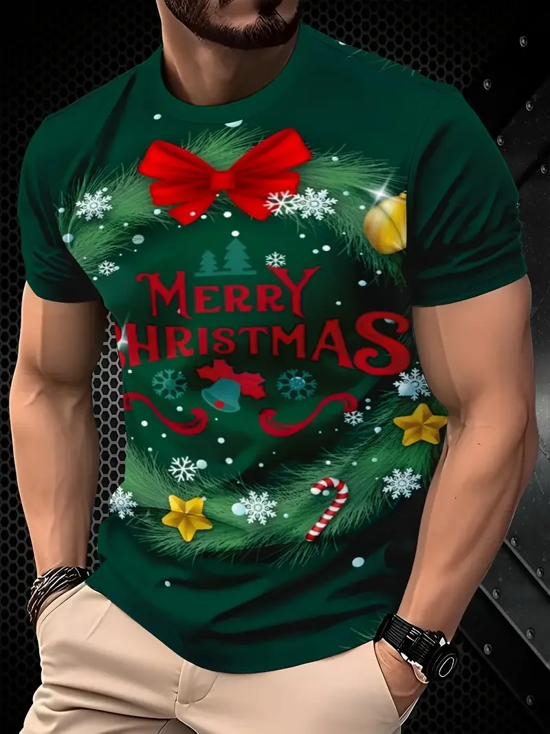 New 3D Santa Claus Print T-Shirt Retro Street Style Loose Fit Short Sleeve Tshirt Breathable High Quality Tops Men Women Clothes