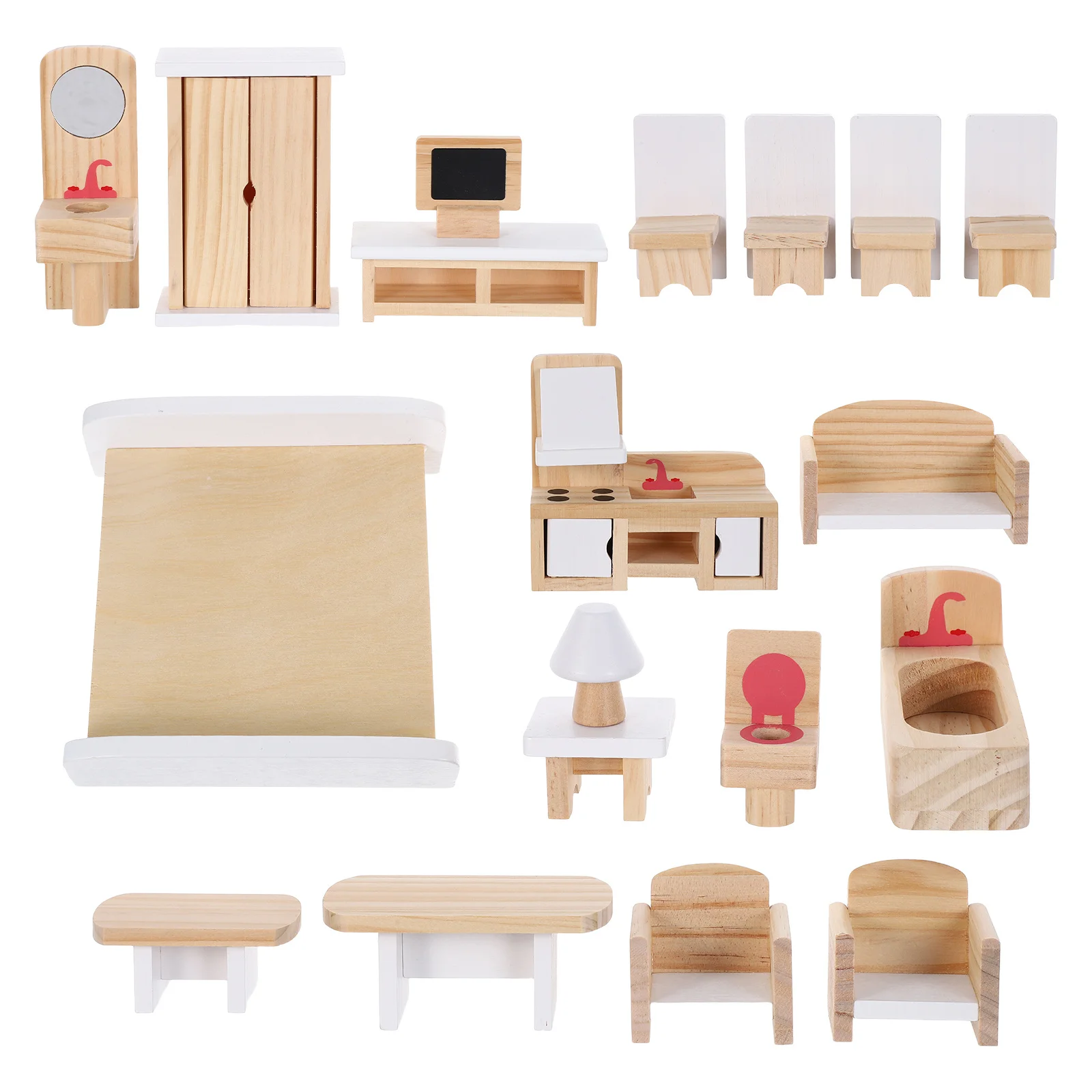 1-set houten mini-meubels voor kinderen, peutertafel, stoelenset, fantasiespel, keuken, rollenspel - Montessori poppenhuisaccessoires