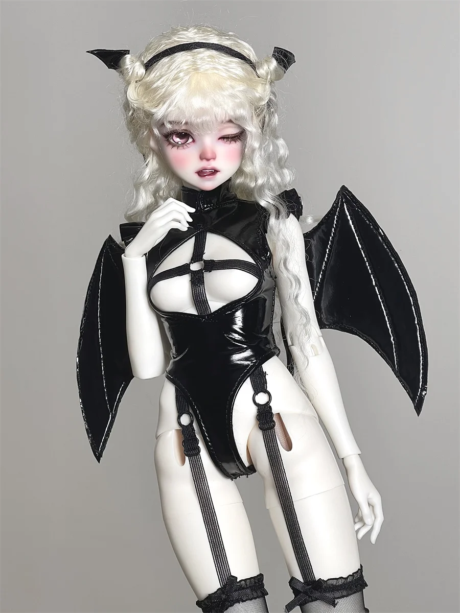 BJD Doll Clothes Set Toy Girls Elegant 1/4 MDD Little Devil Set Trainee Succubi Wing Black Onesie BJD Doll Accessories (no doll)