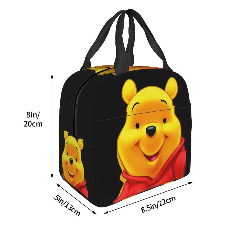 Winnie The Pooh Insulated Lunch Box for Women Cartoon Bear Reusable Warm Cooler Thermal Lunch Bag Picnic Container Tote Bags