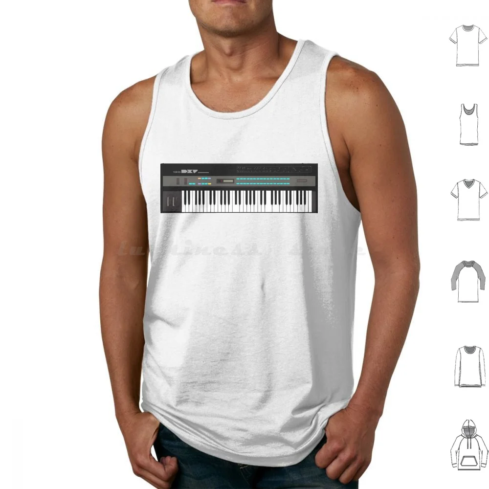 Dx7-Vintage Synthesizer Sticker Tank Tops Vest Sleeveless Synthesizer Synth Music Techno Dj Musician Cool Edm Electronic