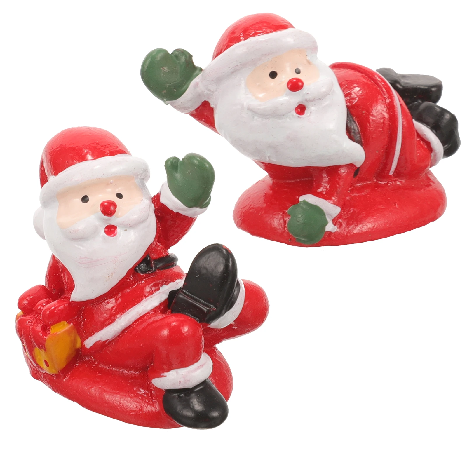 

2 Pcs Mini Santa Claus Figurine Resin Christmas Decoration Statue Party Prop Desktop nament Fish Tank Home Bedroom Car Decor