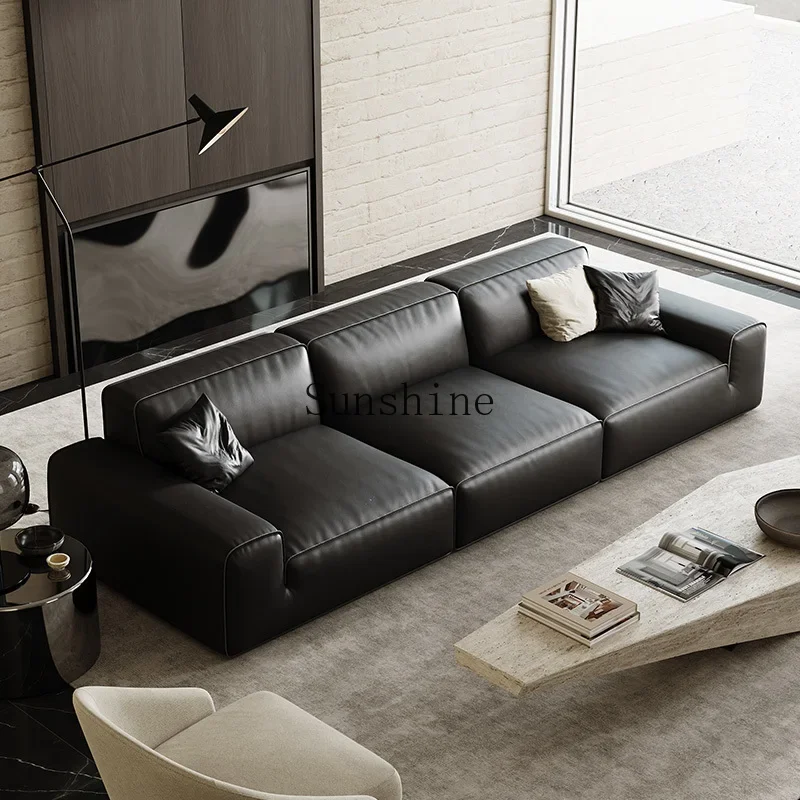 Italian minimalist leather sofa living room sofa combination