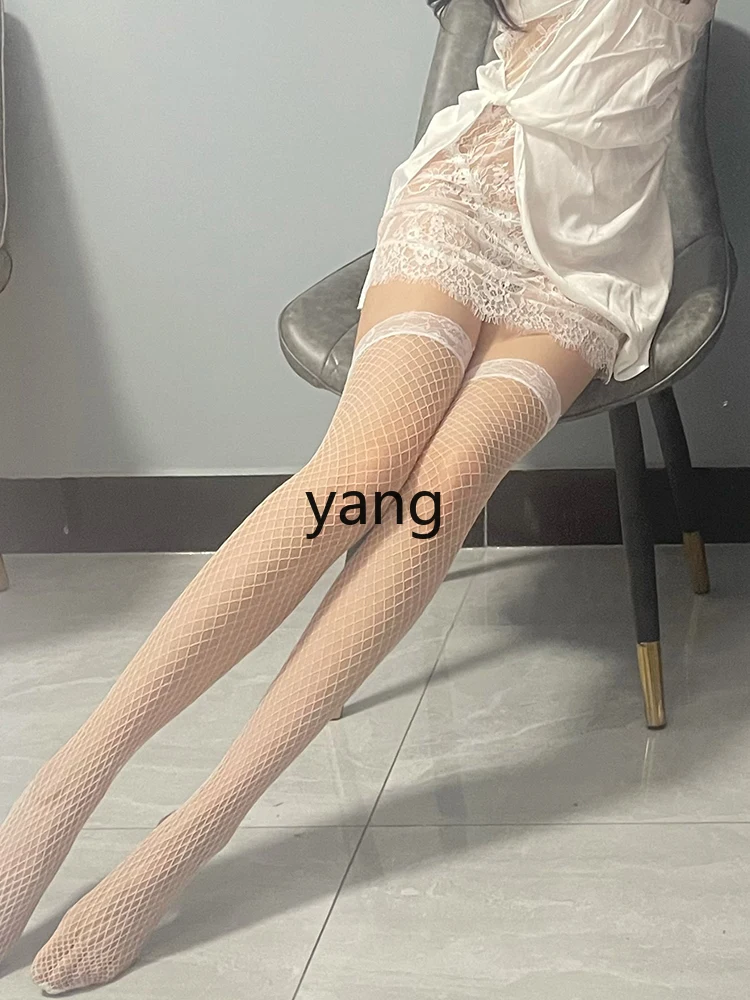 Yjq black silk lace bow over knee anti-hook stockings spring and summer