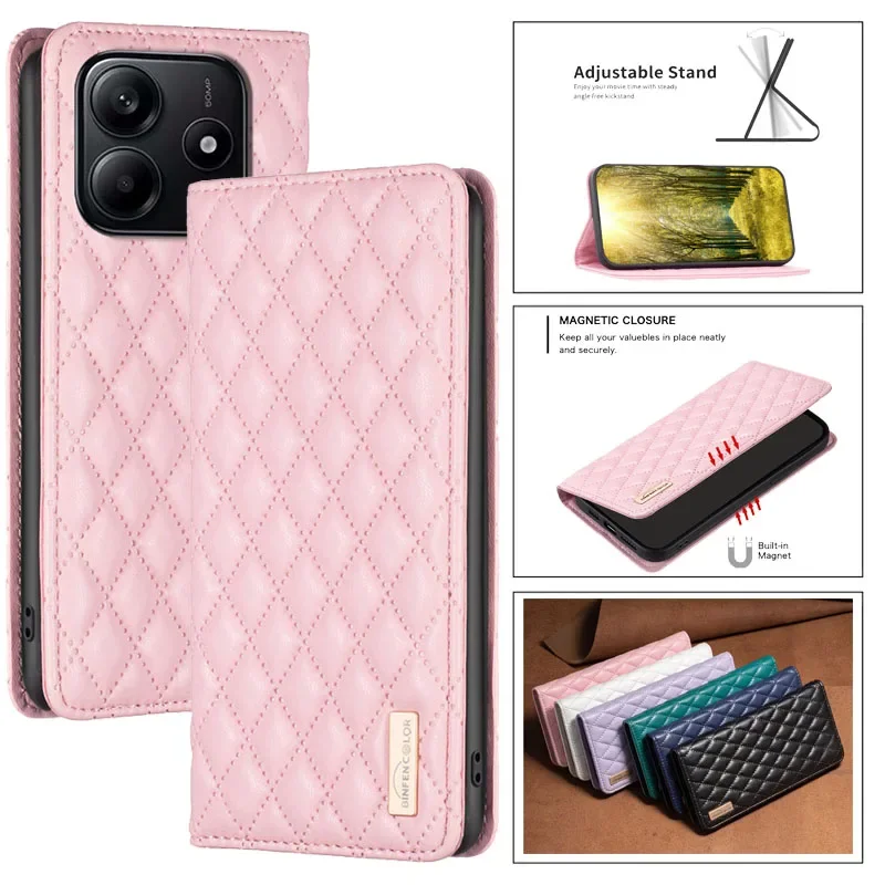 

Wallet Leather Magnetic Phone Case For Xiaomi Redmi Note 14 13 12 Pro Plus 5G Note14 Note13 Note12 Etui Skin Friendly Flip Cover