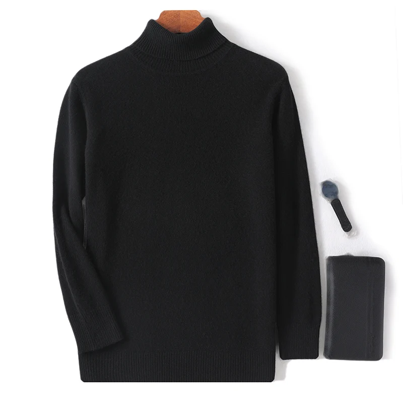 It's so soft! Men's pure cashmere sweater pullover high lapel large size base shirt