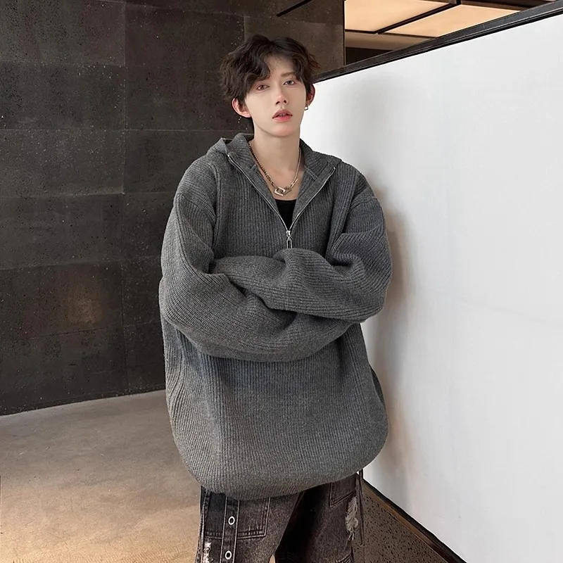 

ay Hoodie Knitted Sweater Men's Large Size 250 Pou Lazy Loose Fit American Sle Sweatirt Jaet for Autumn Winter