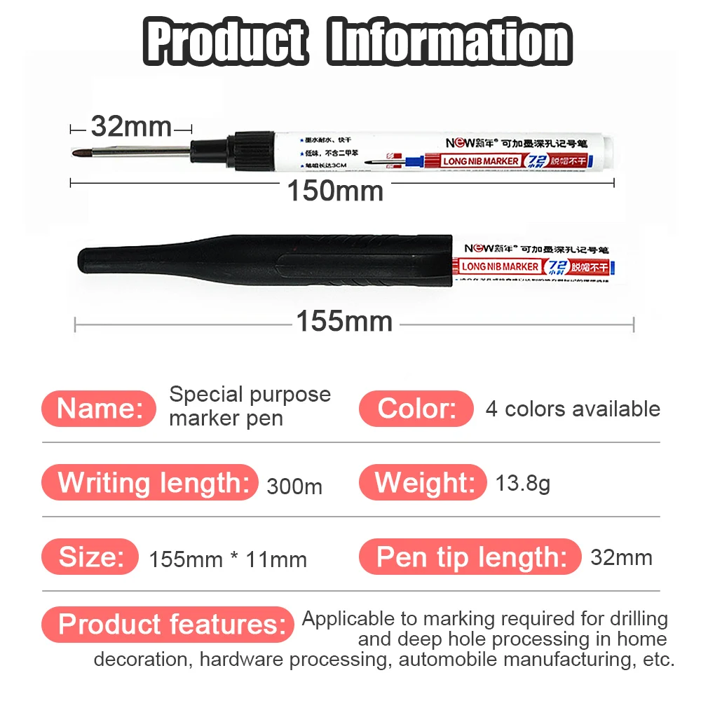 1/3/8 قطعة طويل رئيس بمناسبة القلم 32 مللي متر خاص بمناسبة القلم ل متعددة الأغراض ثقب عميق مقاوم للماء للحمام النجارة الديكور