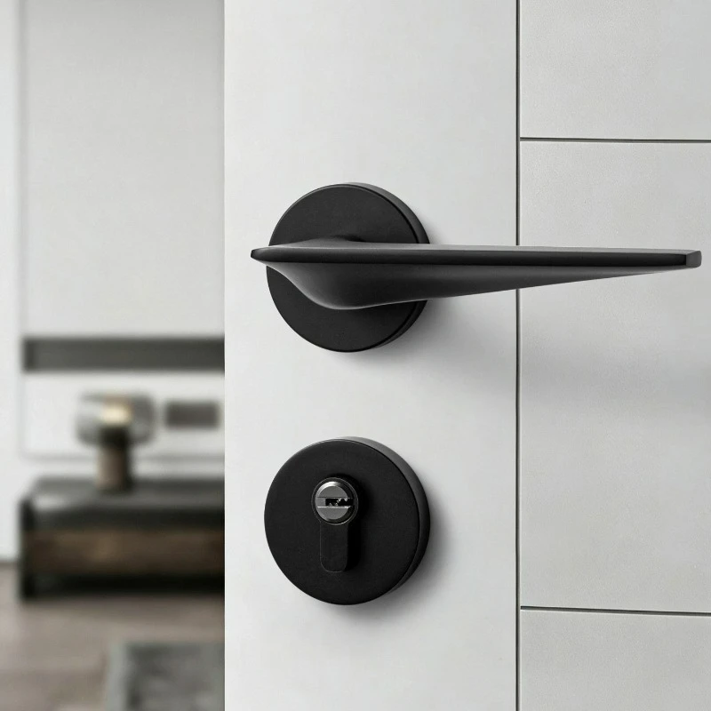 modern-minimalist-bedroom-door-lock-silent-magnetic-suction-door-home-light-luxury-indoor-room-wooden-door-handle