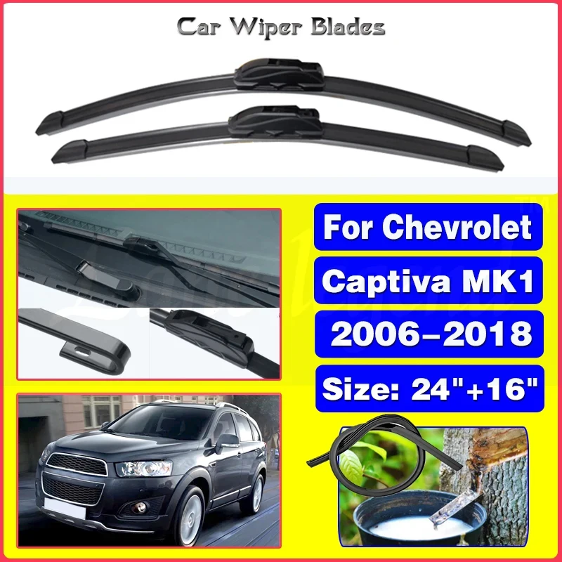 

2pcs For Chevrolet Captiva MK1 2006 - 2018 2007 2008 2009 2010 2011 Front Wiper Blades Windshield Windscreen Front Window 24"16"