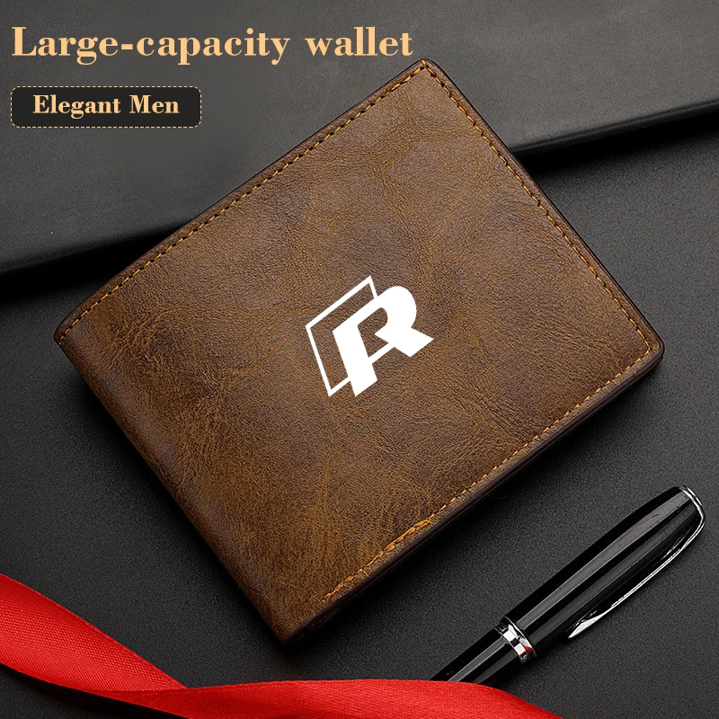 Men Wallet Car Logo Leather Coin Purse Personalised ID Card Holder For VW Golf 5 7 Jetta Sagitar Magotan Passat Tiguan Scirocco