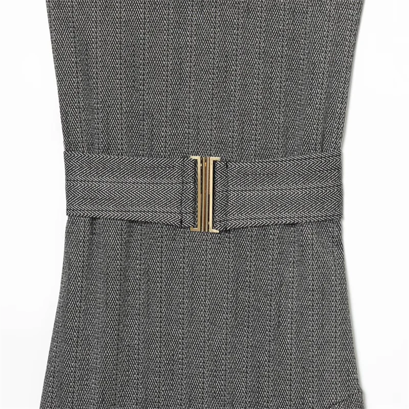 Vestido de sarja na moda feminina com cinto moda sexy 2025 outono sazonal vestido sexy na moda