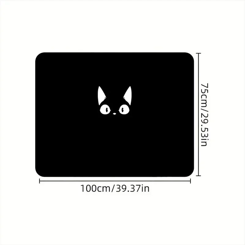 Single Piece Of Cartoon Cat Trunk Mat For Cars, Measuring 75X100, Featuring A Sleek Black And White Design, Made From Durable Ma