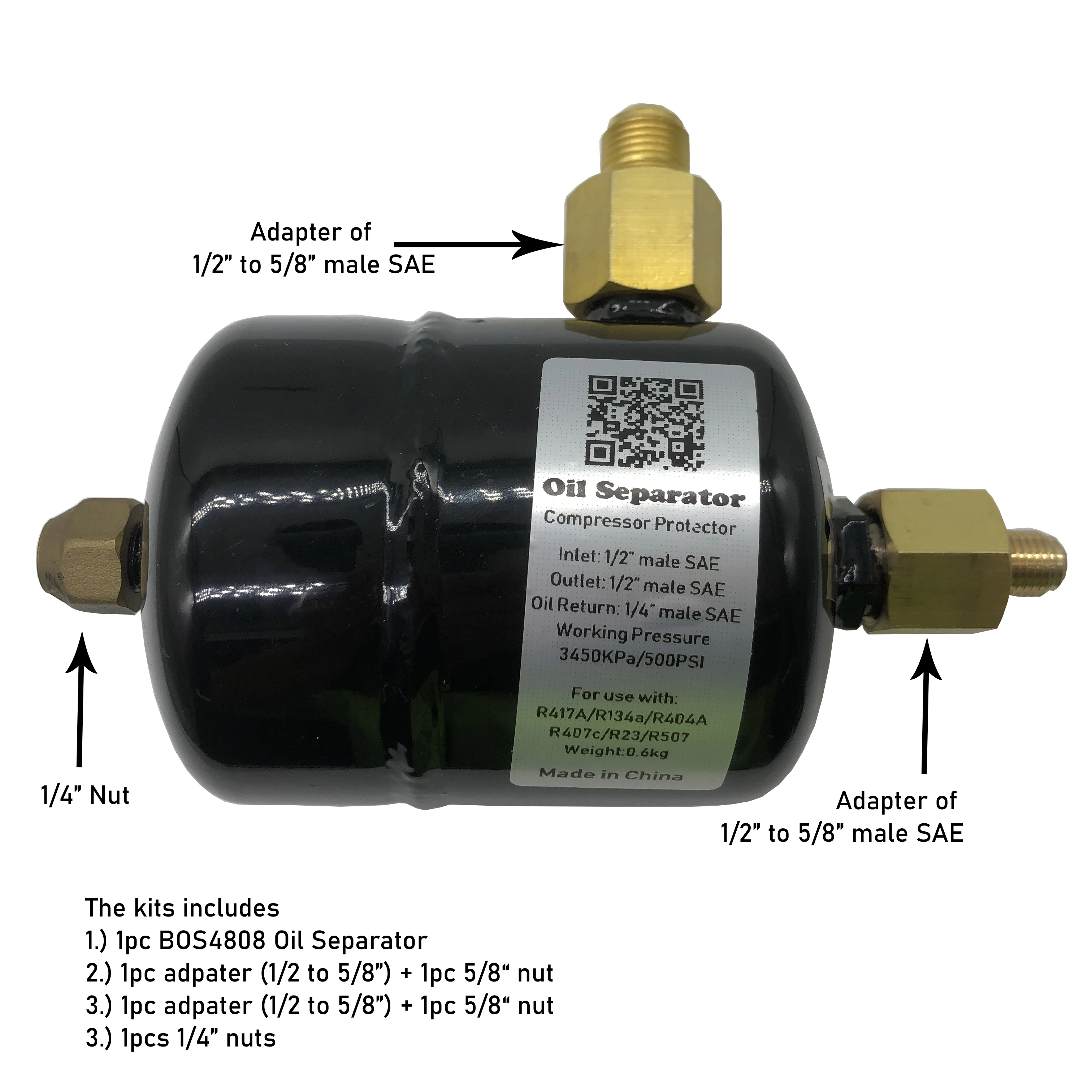 Olieafscheider met capillaire klep is speciaal ontworpen voor kleine hermetische compressorvriezers om olie succesvol terug te voeren naar de compressor.