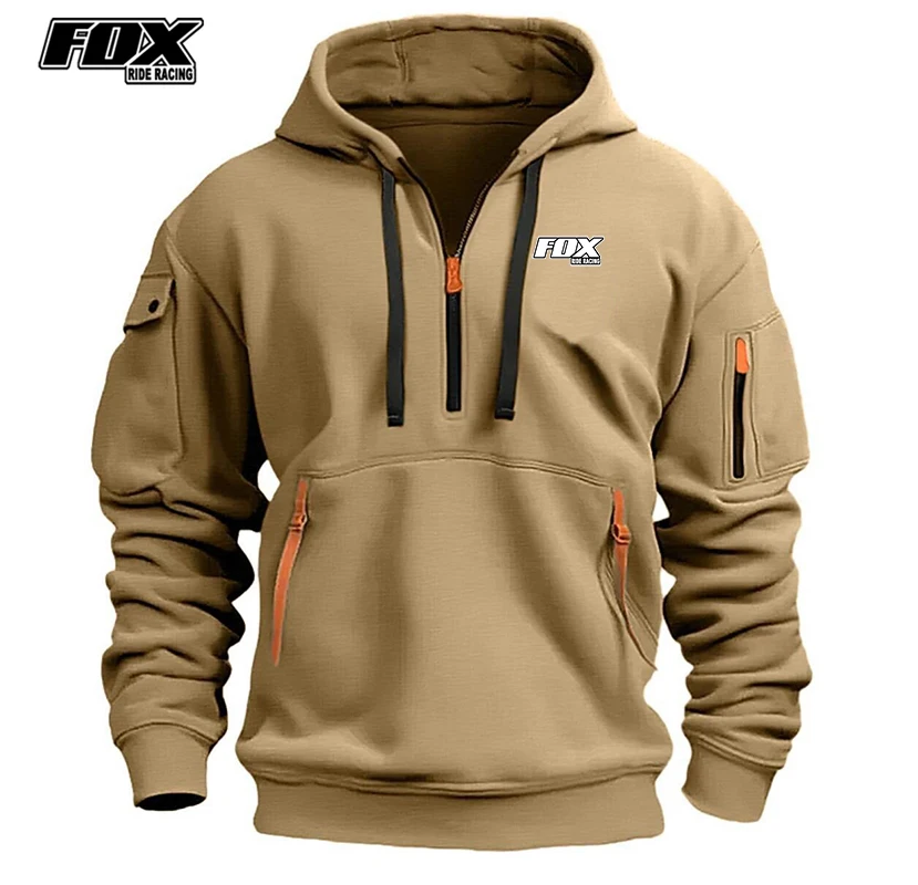 FOX RIDE RACING Outdoor Men's Cycling MTB Bicycle Jacket Windproof Hoodie Sweatshirts Loose Large Size 3XL Bike Road Windbreaker