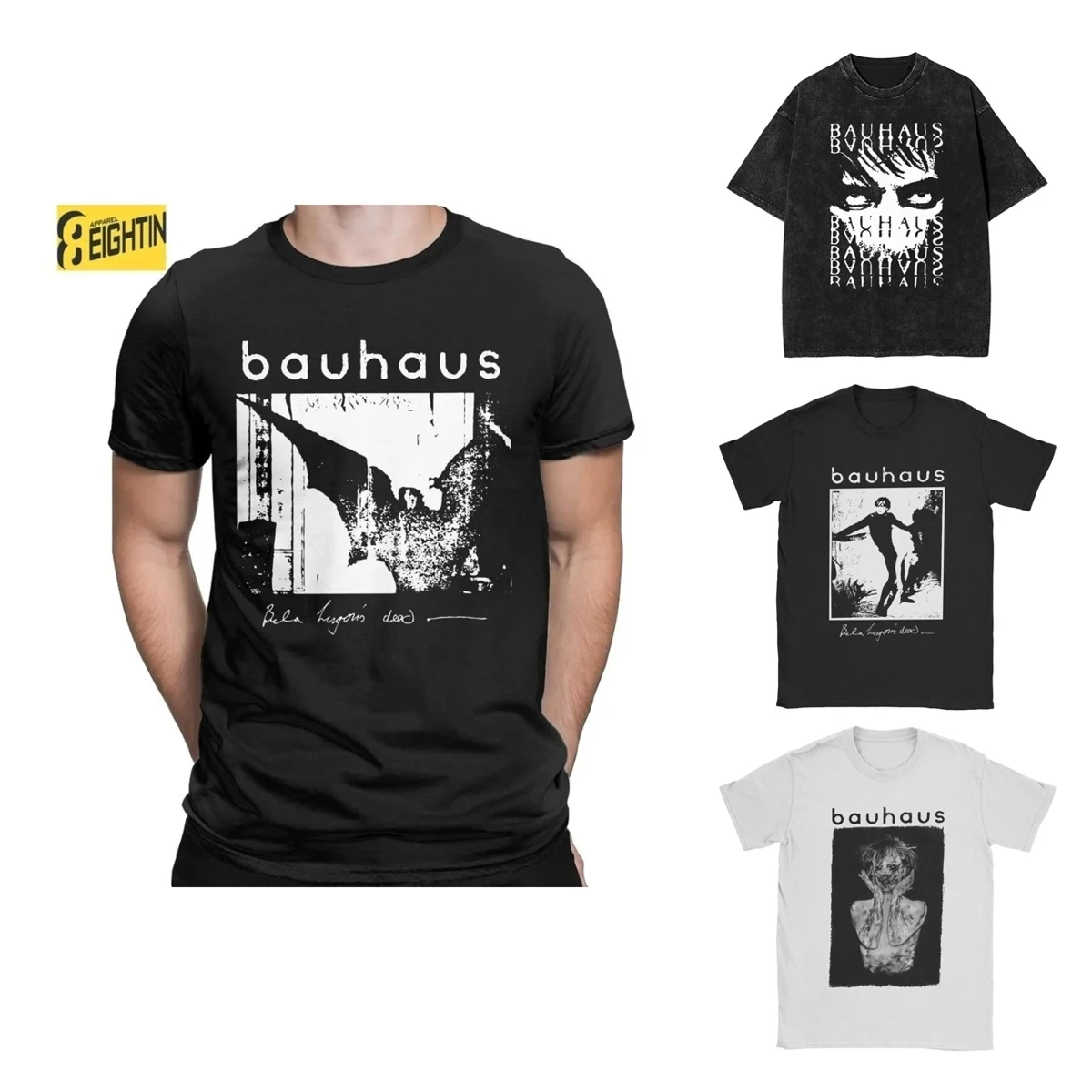 Bauhaus Bat Wings Bela Lugosi's Dead T Shirt for Men 100% Cotton Fashion T-Shirt Crew Neck Tees Short Sleeve Tops Plus Size