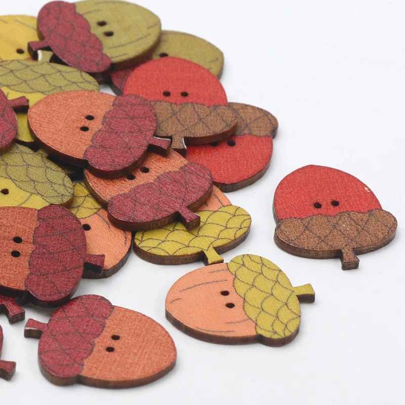 20pcs Vintage Pinecone Wooden Buttons For Kids Clothing Decorative Needlework Embellishment Sewing Accessories Diy Supplies