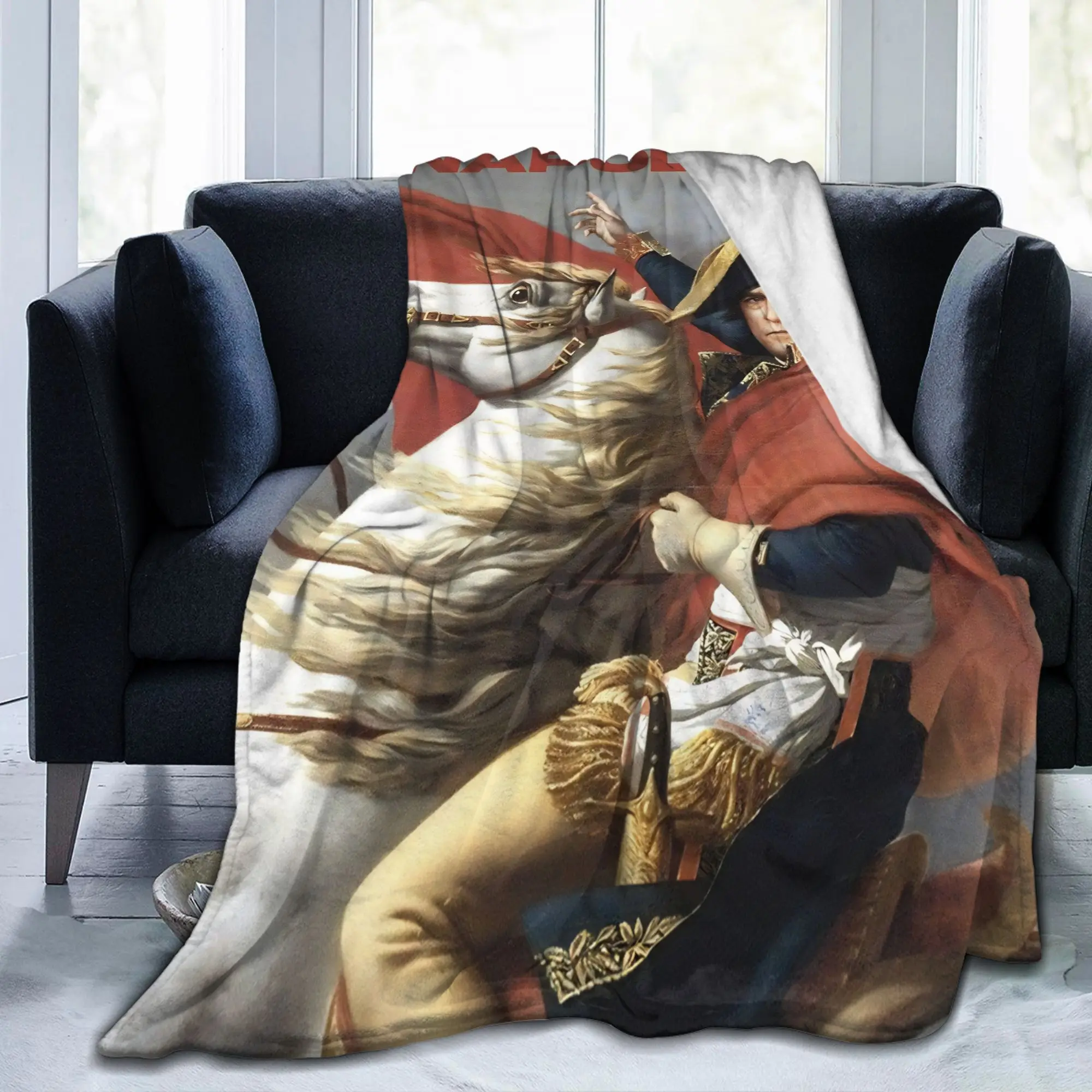 Napoleon Bonaparte Crossing the Alps Fuzzy Blanket Art Fashion Bedding Throw Blankets for Bedspread Super Soft Hotel Breathable