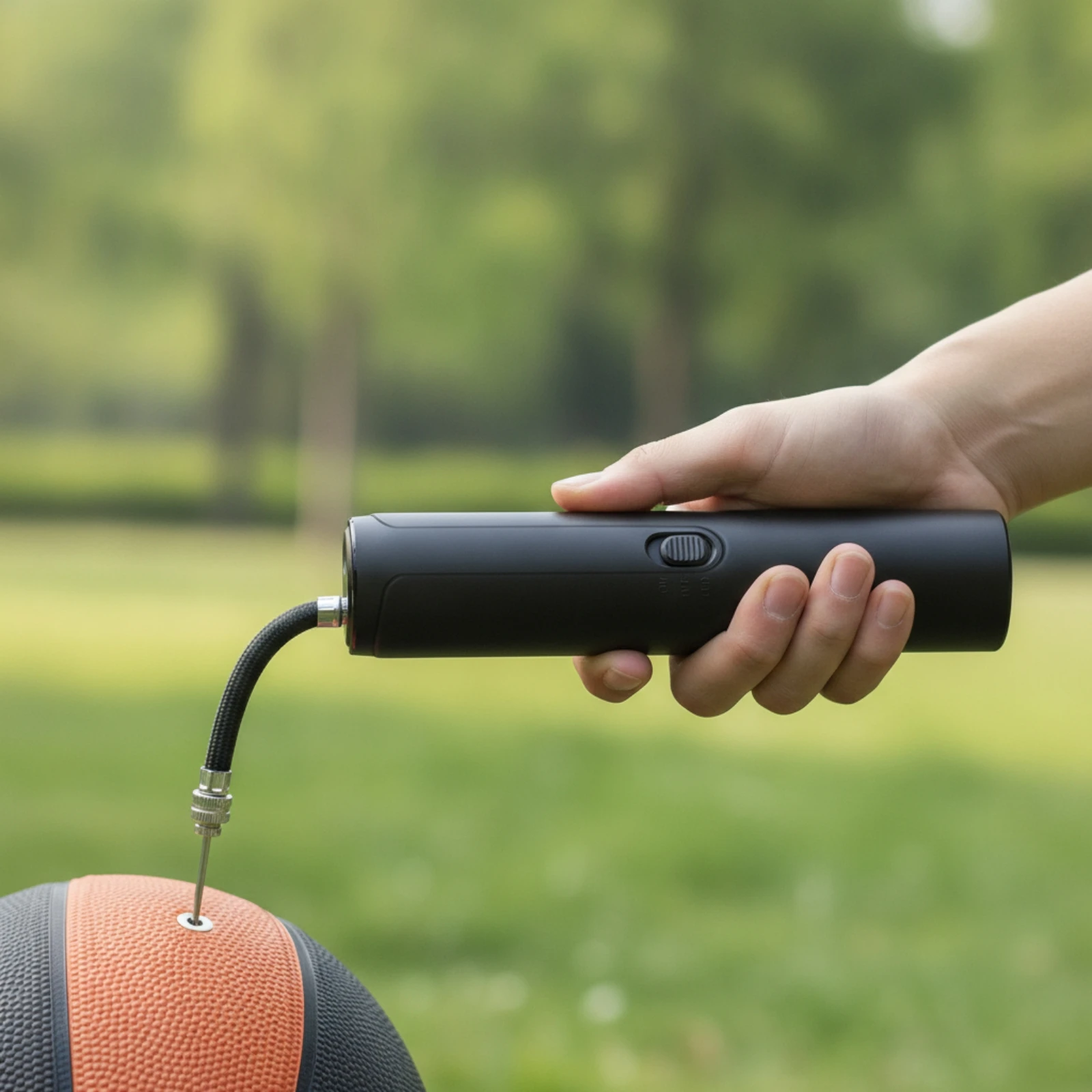 Pompe à ballon électrique avec tuyau, pompe à ballon compacte avec fonction automatique, pratique pour les entraîneurs, les terrains de sport, les salles de sport