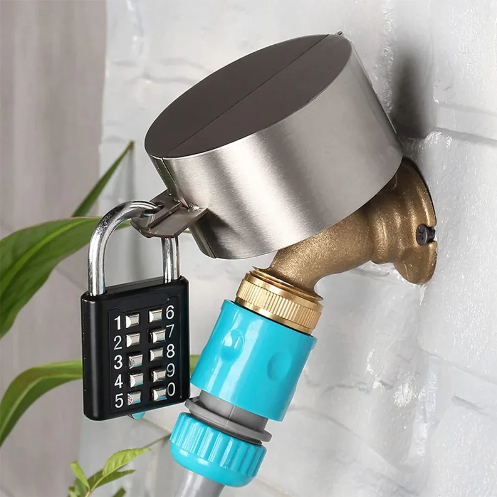 Outdoor Faucet Cover with Weatherproof Cap and Secure Lock Latches Rust Resistant Stainless Steel for Garden and Home Use