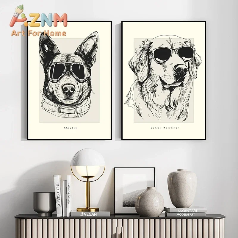Papillon French Bulldog Cockapoo Golden Retriever Sketch Canvas Paintings And Prints For Modern Home Wall Art Poster Room Decor