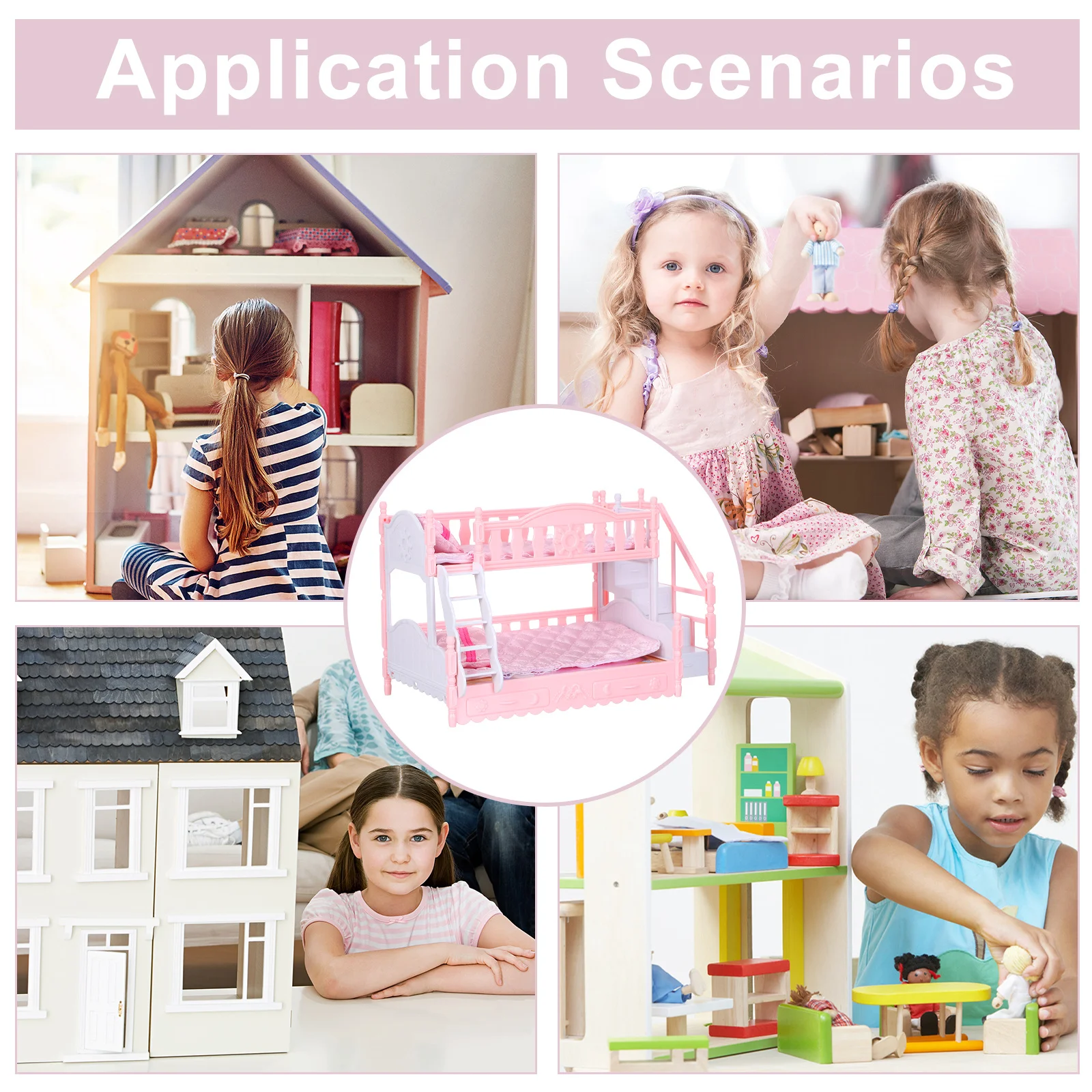 1 set 1 set 1:12 poppenhuis stapelbed mini-meubilair voor kinderen realistisch spelen simulatie veilig duurzaam kamer decoratie slaapkamer set