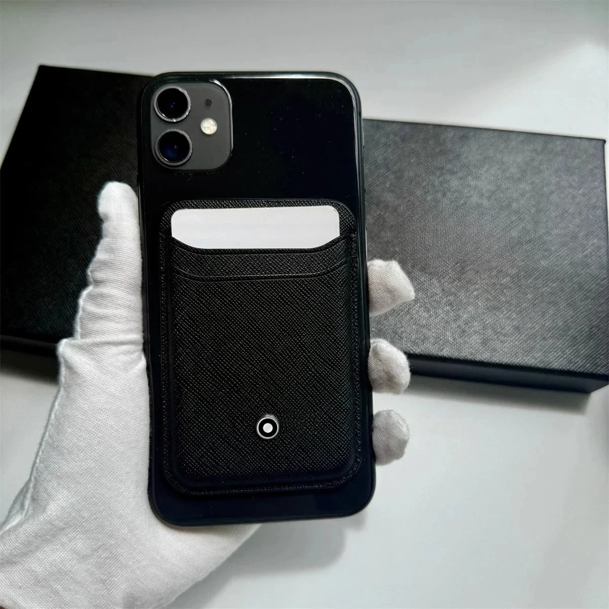 Luxury Strong Magnetic Busine Sle Leather Card for IPhone 17 Pro Max 16 15 14 13 12 Wallet Carbon Fiber Card Bag 2 Pocket Slot view 3