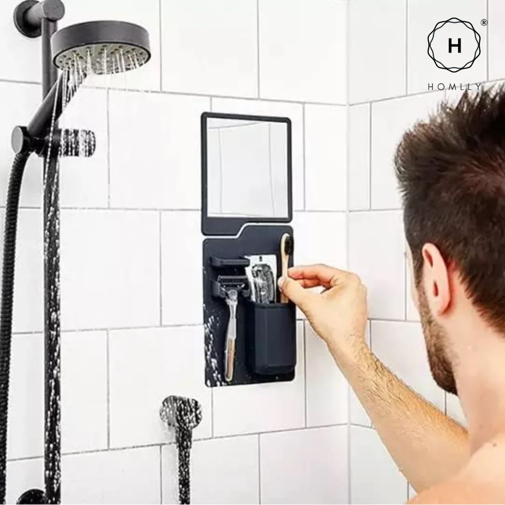 Homlly Silicone Shower Mirror and Razor ToothBrush Holder