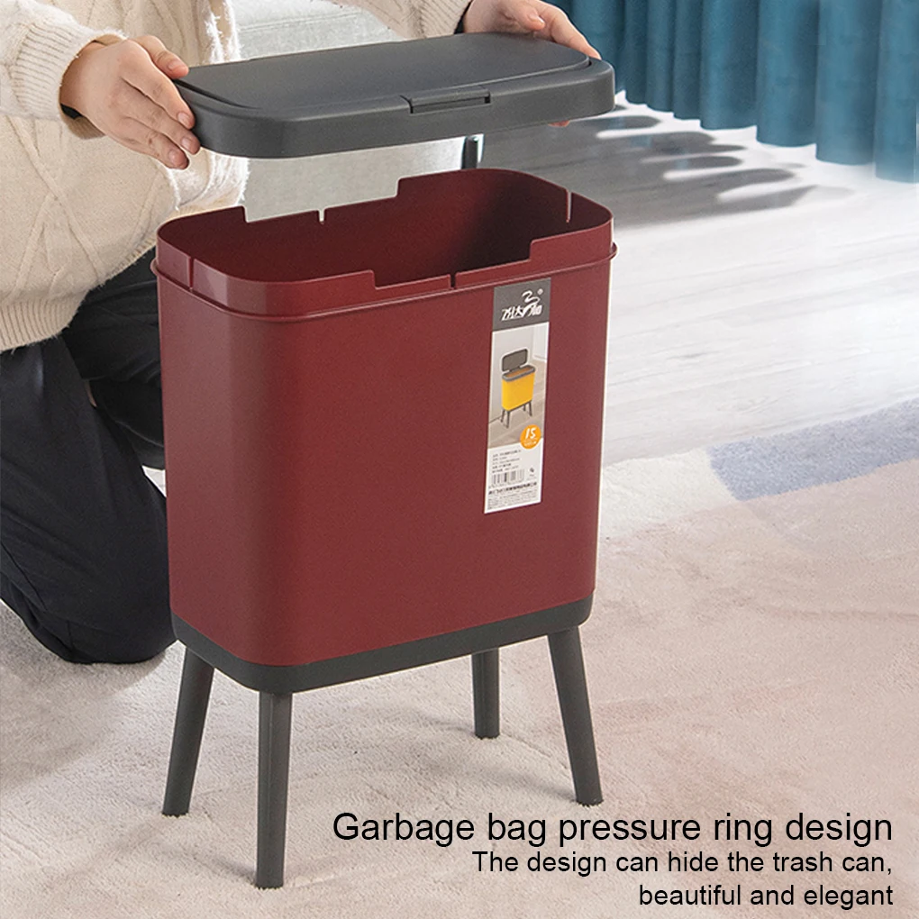 

Lightweight Trash Can With Lid - Convenient And Eco-friendly Innovative Garbage Can With Push Button white gold