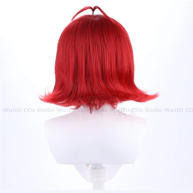 Hasbin Cos Niffty Pruik Anime Hotel Cosplay Pruiken Kort Rood Krullend Warmte Synthetisch Haar Vrouwen Halloween Kostuum Partij Rollenspel