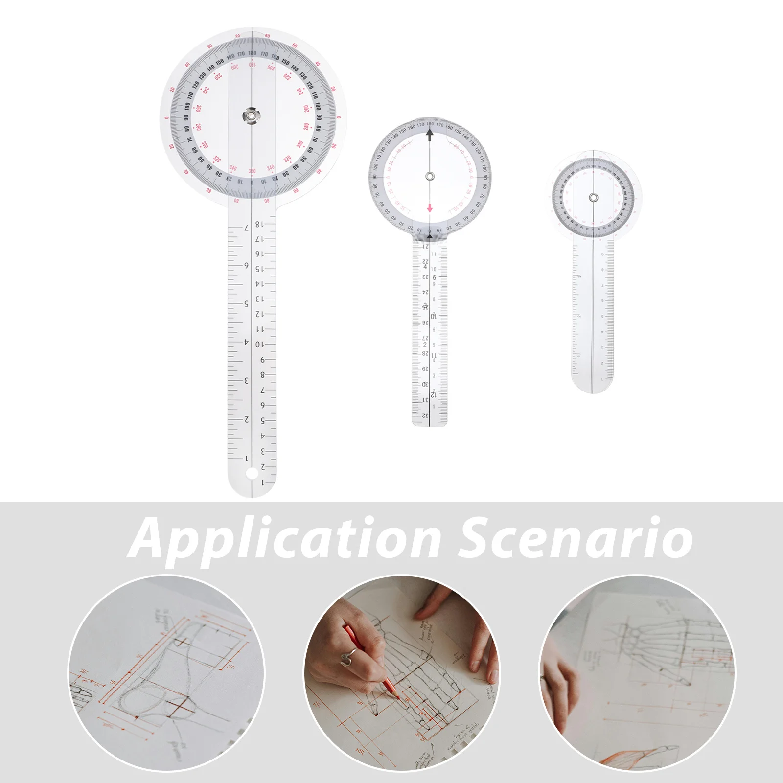 3 قطعة زاوية بلاستيكية طبية منقلة مجموعة قياس الدقة مقياس الزوايا المحمولة زاوية واضحة حاكم تو أداة قياس المفصل