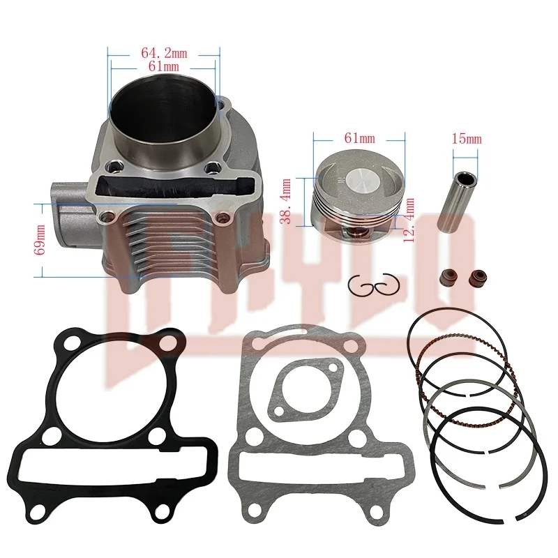 61mm Cylinder Piston Gasket Kit 175cc 161QMK For Italika GTS175 GY6‑175 Scooter ATV200 Irbis RZR170 Big Bore Block Engine Parts