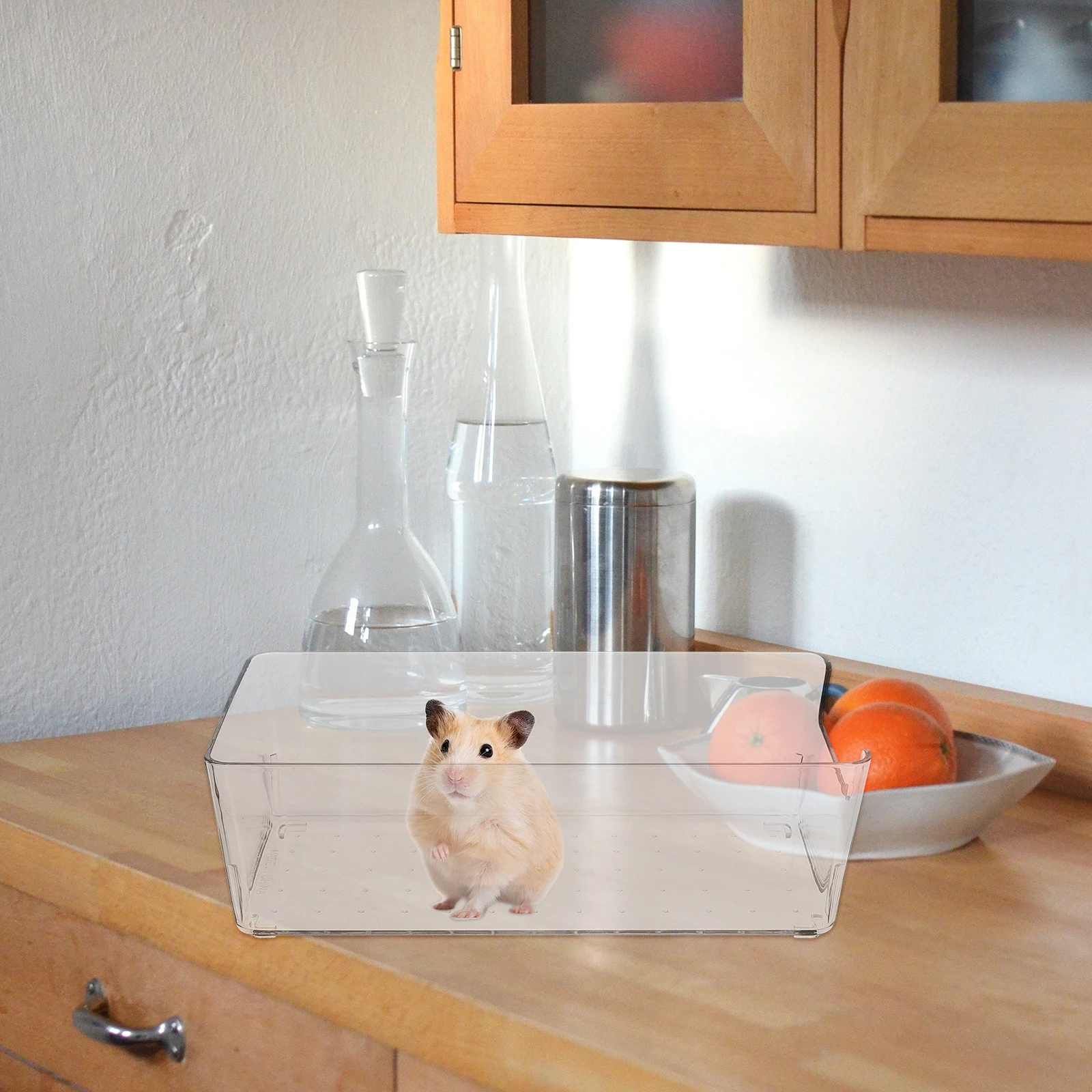 

3pcs Transparent Hamster Bathtub Pet Bath Container Guinea Pig Sandbox Supplies Durable Acrylic Lightweight Compact For Home Use