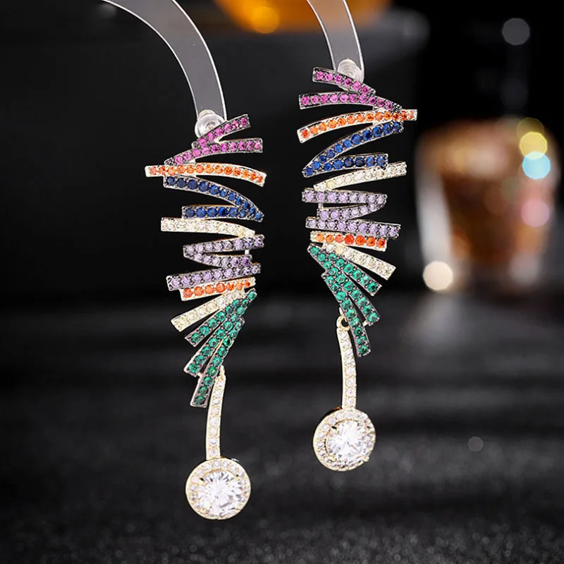 Fashion Irregular Geometry Joker Cute Titanium Micro-Inlaid AAA Zircon Earrings Luxury Accessories.