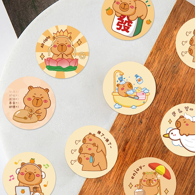 500 PCS/ม้วนน่ารัก Capybara ป้ายสติกเกอร์สติกเกอร์เครื่องเขียน DIY Graffiti ความงามตกแต่งสติกเกอร์