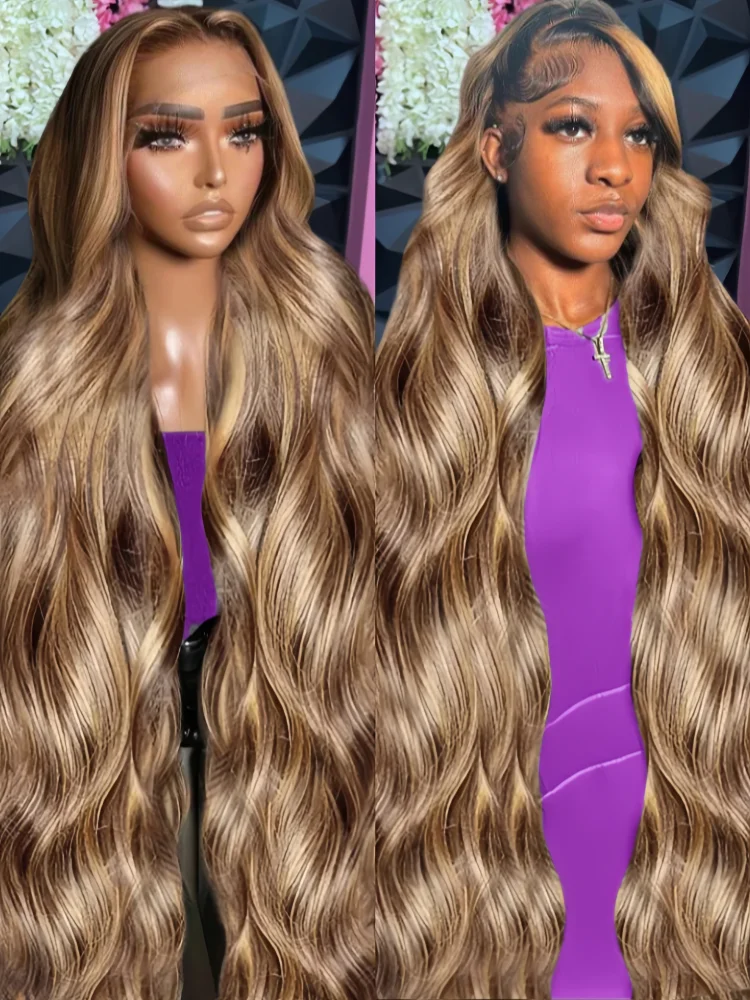 Highlight 4/27 Colored 7x5 Glueless Wig Body Wave Human Hair Wig 100% Glueless 13x4 Lace Closure Wig Pre Cut No Glue Ready To Go