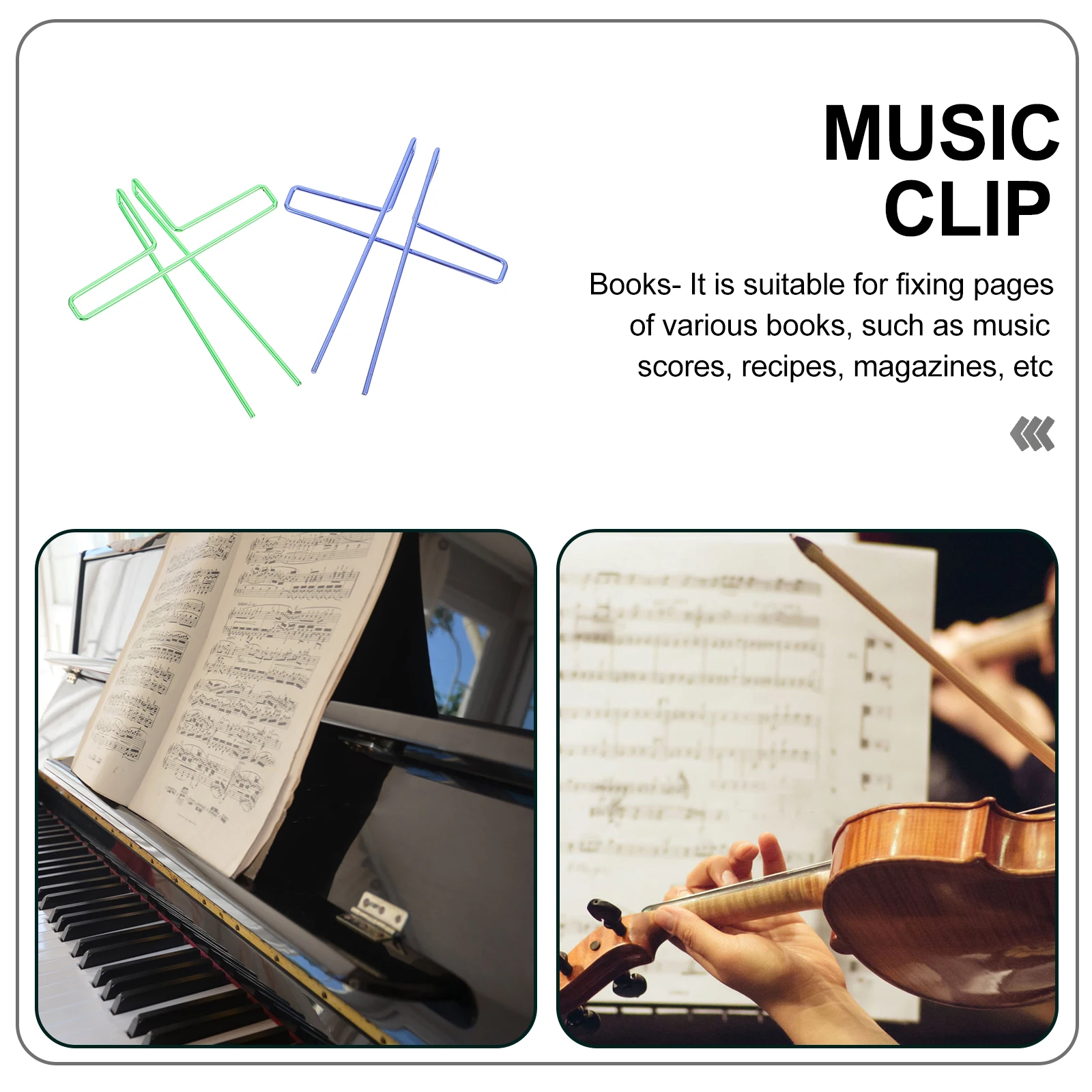 

2 pcs Metal Sheet Music Holder For Piano Page Fixing Book Press Clip Portable Book Page Fixing Clip Music Accessories