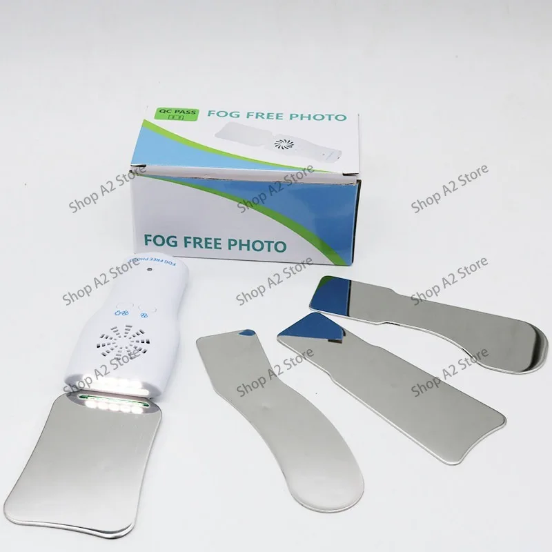 Stainless Steel Dental Plate Set Anti-Fog LED Light Photo Mirror High Hardness Photography Defog Reflector for Dental Use