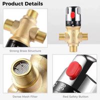Solid Brass Thermostatic Mixing Valve 3Way Pressure Balance Temperature Control Valve General-purpose Hot and Cold Control
