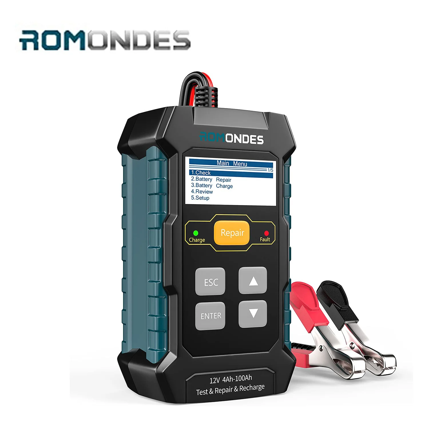 

Romondes RD510 3 in 1 Car Battery Tester 12V 4Ah-100Ah Fully Automatic Battery Charger Automotive Pulse Repair PK KONNWEI KW510